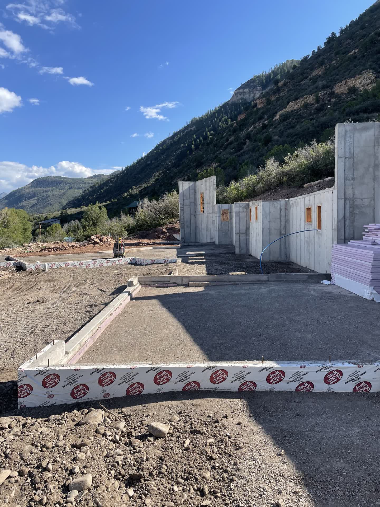 Concrete building walls construction project